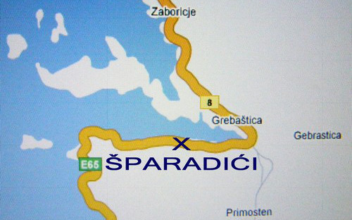 Šparadići, auto karta